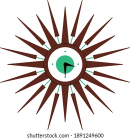 retro sunburst wall clock mid century modern vintage
