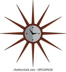 retro sunburst wall clock mid century modern vintage