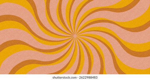 Retro sunburst. Wavy rays. Radial sun rays in warm beige, yellow, pink colors. Design for logo, branding, print, backdrop, background. Vector illustration