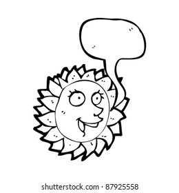 caricatura del personaje del girasol retro