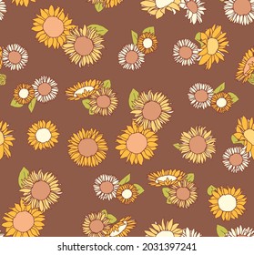 RETRO SUNFLOWER SEAMLESS PRINT AND PATTERN