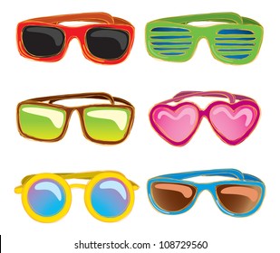retro sunglasses in doodle style