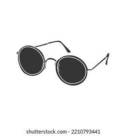Retro Sunglasses Icon Silhouette Illustration. Eyeglasses Vector Graphic Pictogram Symbol Clip Art. Doodle Sketch Black Sign.
