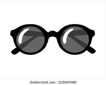 Retro sunglasses isolated on background, round black-rimmed glasses, women's and men's accessory.
Optics, lens, vintage, trend. Vector illustration.
