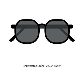Gafas de sol retro aisladas en segundo plano, gafas redondas, accesorios para mujeres y hombres.
Óptica, lente, vintage, tendencia. Ilustración vectorial para óptica.
