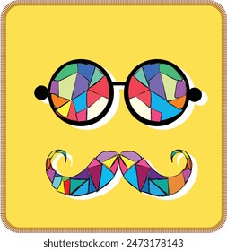 Retro sunglasses with reflection for hipster