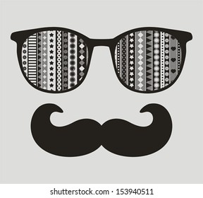 Retro sunglasses with reflection for hipster. Vector illustration of accessory - eyeglasses isolated. Best print for your t-shirt.