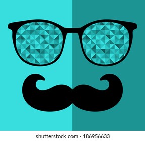 Retro sunglasses with reflection for hipster. Vector illustration of accessory - glasses isolated. Best print for your t-shirt. 