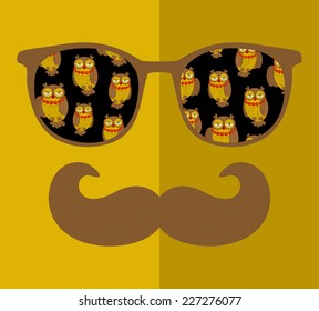 Retro sunglasses with reflection for hipster. Vector illustration of accessory - glasses isolated. Best print for your t-shirt.