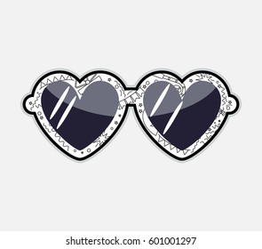 Retro sunglasses in the shape of heart. Vector illustration isolated on white background