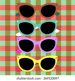 retro sunglasses vector design multicolor on retro background. vector illustration
