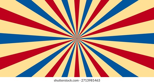 Fondo de rayos de sol retro, fondo radial de rayos de sol rojo azul - Vector