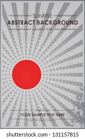 Retro sunrise background. Vector poster, billboard