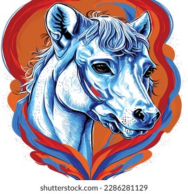 Retro sunrise horse vector for craft and T-shirt