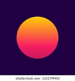 Retro Sunset Of 80s. Retro Sunset Of 90s. Background Of Sun For Cyberpunk, Disco And Sunrise In Miami. Gradient Graphic For Summer Logo. Futuristic Icons For Flyer, Music And Shirt. Vector.