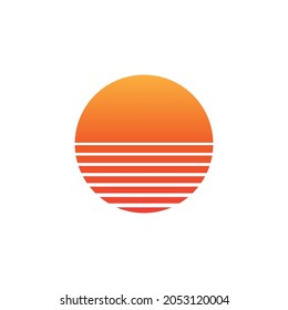 retro sunset from the 80s flat icon vector isolated on white background