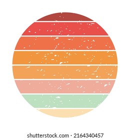 Retro sunset art. Vintage striped colorful background template