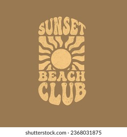 Retro Sunset Beach Club Typography vintage summer sun poster design