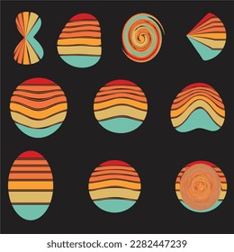 Retro Sunset  Bundle,  Instant Download Retro design,Retro Sunset Clipart, Sunset Retro design.

