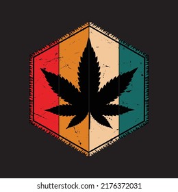 Diseño retro Sunset Cannabis Leaf T Shirt