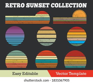 Retro Sunset Collection Grunge Effect Vector Template. - Shutterstock ID 1831067905