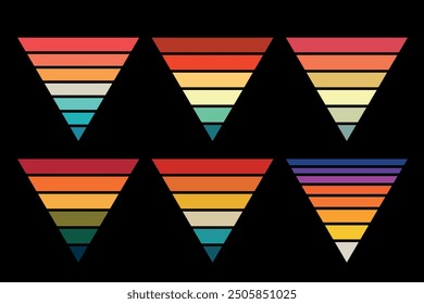 Retro sunset collection logo or t shirt vector template, 70's 80's style background for your print on demand product design.