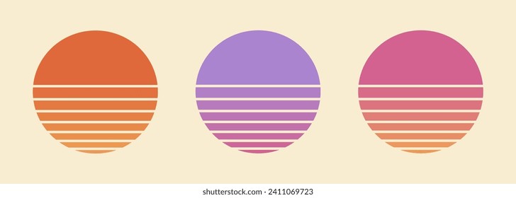 Colección de atardecer retro. Sombra vectorial 80