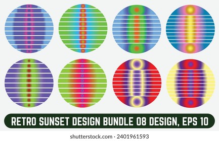 Retro Sunset design, Vintage summer seaside sunset Isolated on white background, Design template for logo, icons, banners, prints.