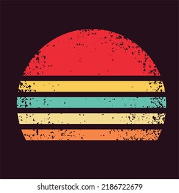 Retro Sunset Distressed Texture Effect Vector