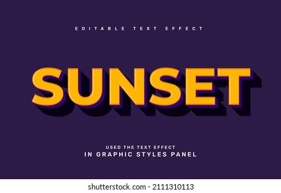 Retro Sunset Editable Text Effect Template Stock Vector (Royalty Free ...