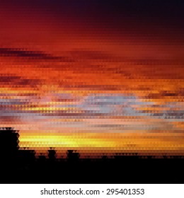 Retro sunset geometric pattern. Colorful mosaic. Triangle vector background