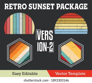 RETRO SUNSET WITH GRUNGE PACKAGE VECTOR TEMPLATE (VERSION-2) - Shutterstock ID 1892303146