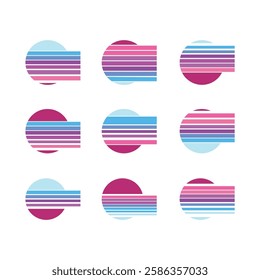 Retro Sunset Icon Set Vector Design.