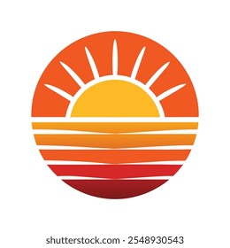 Retro sunset icon vector art design