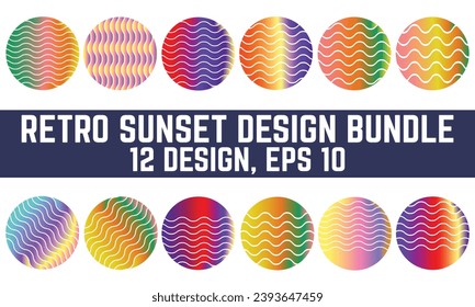 Retro Sunset logo on white background, Abstract background with a sunny gradient color, Perfect for sticker, logo, icon, t-shirt or any purpose.