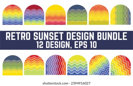 Retro Sunset logo on white background, Abstract background with a sunny gradient color, Perfect for sticker, logo, icon, t-shirt or any purpose.