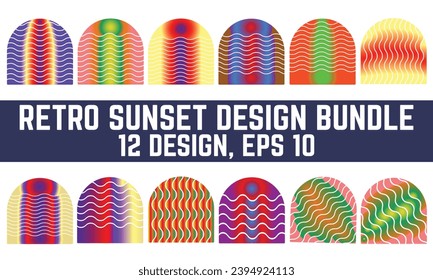 Retro Sunset logo on white background, Abstract background with a sunny gradient color, Perfect for sticker, logo, icon, t-shirt or any purpose.