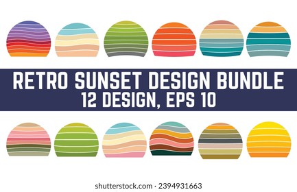 Retro Sunset logo on white background, Abstract background with a sunny gradient color, Perfect for sticker, logo, icon, t-shirt or any purpose.