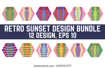 Retro Sunset logo on white background, Abstract background with a sunny gradient color, Perfect for sticker, logo, icon, t-shirt or any purpose.