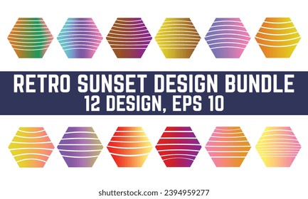 Logotipo Retro Sunset sobre fondo blanco, fondo abstracto con un color gradiente soleado, Perfecto para pegatinas, logotipo, icono, camiseta o cualquier propósito.