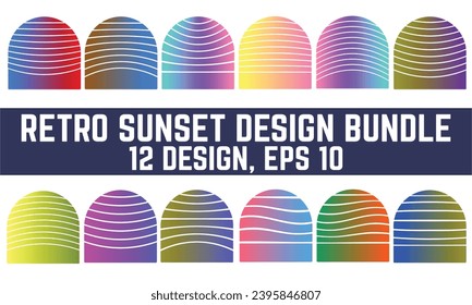 Retro Sunset logo on white background, Abstract background with a sunny gradient color, Perfect for sticker, logo, icon, t-shirt or any purpose.