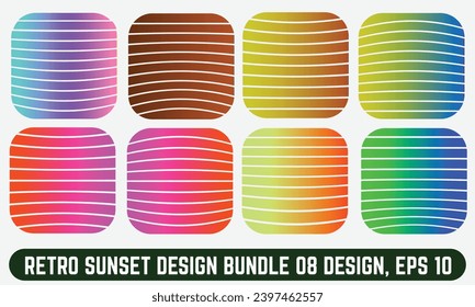 Retro Sunset logo on white background, Abstract background with a sunny gradient color, Perfect for sticker, logo, icon, t-shirt or any purpose.