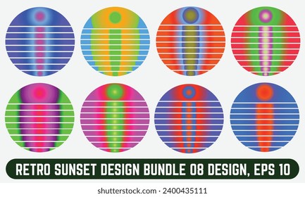 Retro Sunset logo on white background, Abstract background with a sunny gradient color, Perfect for sticker, logo, icon, t-shirt or any purpose.
