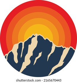 Retro Sunset of mountain vector illustration