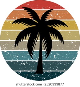 Retro Sunset Palm Tree Vector Design