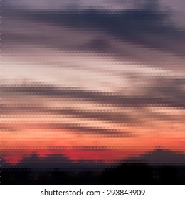 Retro sunset pattern of geometric shapes. Colorful mosaic. Triangle vector background