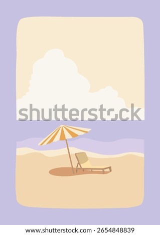 Retro sunset and seaside poster set in pastel colors, soft toned coastal prints with relaxing beach elements, dreamy summer coast poster with retro vibes
