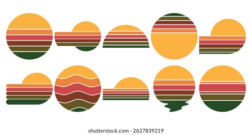 Retro Sunset Stripes Illustration Collection