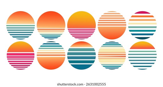 Retro Sunset Stripes Illustration Collection