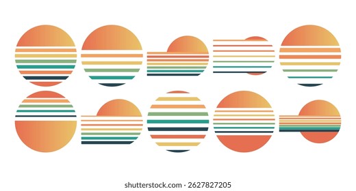 Retro Sunset Stripes Vector Collection